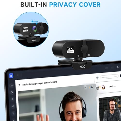 AOC 4K Webcam for PC, Streaming Computer Camera with Noise-Canceling Mic - Image 6