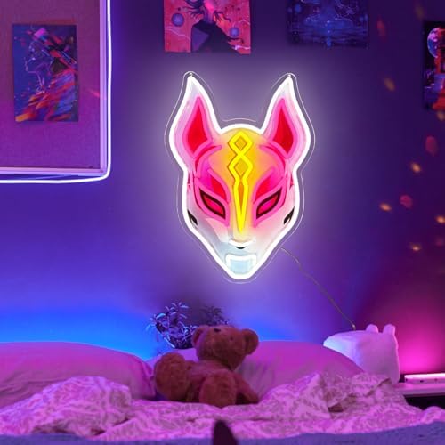 Gaming Neon Sign, Cyber Mask LED Wall Decor for Gamer Room, USB Powered Dimmable Neon Light for Esports Setup, Teen Bedroom, Man Cave, Streamer Background, Birthday Gift for Boys and Gamers - Image 3