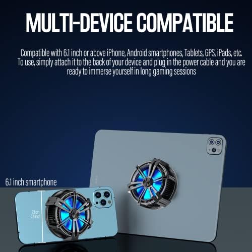 Phone Cooler, Magnetic Phone Cooling Fan for iPhone/Android/Tablet/iPad, iPhone12&13 Series MagSafe Compatible, Dual Cooling Chip Mobile Phone Radiator, Cell Phone Cooler for Gaming, Live Stream, Vlog - Image 5