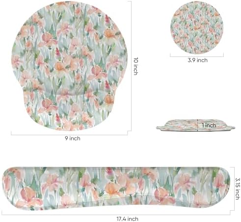 Ergonomic Keyboard Mouse Pad Wrist Rest Support Set for Laptop/Computer/Desktop,Memory Foam Hand Rest Wrist Cushion for Gaming/Office,Lightweight Comfortable & Pain Relief (Watercolor Flowers) - Image 2