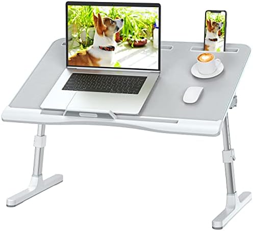 KLEAR Laptop Bed Tray Desk with Adjustable Height & Angle, No Drawer, Grey by KLEAR