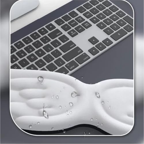 Angel Wing Wrist Rest Ergonomic Memory Foam Wrist Rest for Computer Keyboard Mouse Set with Cup Mat, Cute Gaming Keyboard Cushion Hand Support PU Leather Surface Anti-Slip Waterproof（White） - Image 5