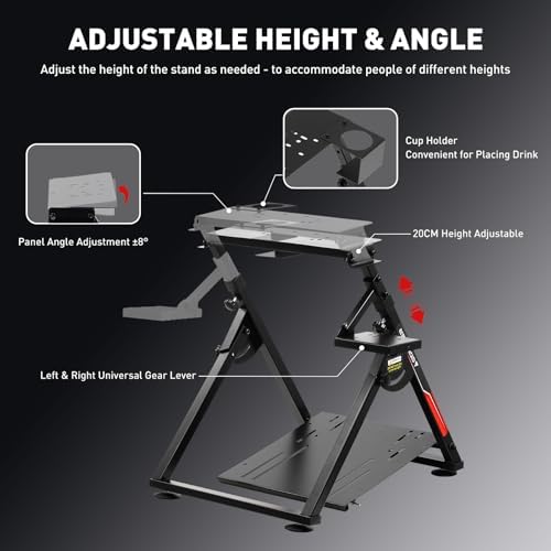 GTPLAYER Sim Racing Wheel Stand Simulator Cockpit Wheel Stand fit for Logitech G25 G27 G29 G920 G923 Thrustmaster T330TS Gaming Stand Wheel Pedals NOT Included, Deep Black With Cup Holder - Image 3
