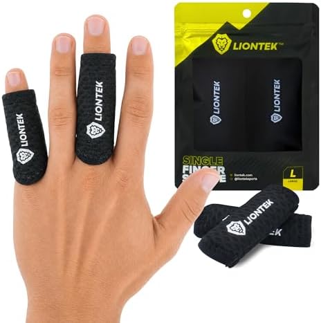 LIONTEK Single Flow Finger Sleeve V3 Pair — Joint Support & Compression for Activity, BJJ, Fitness, Volleyball, Basketball, and More (Large) by LIONTEK