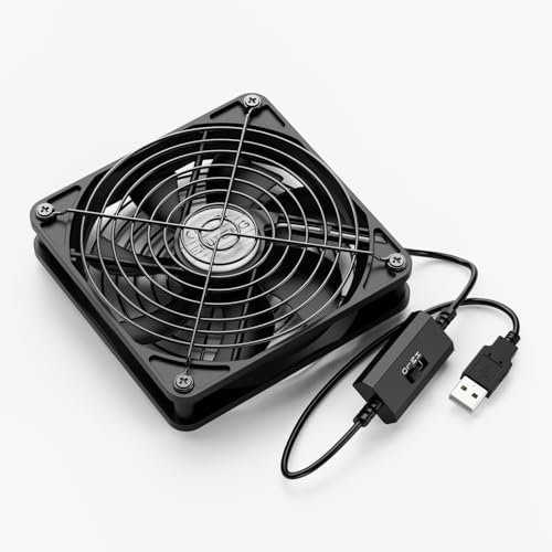 ELUTENG 120mm Fan With 3 Speed 5V USB Powered Case Fan 1500PRM Gaming PC Portable Cooling Suitable for Tablet TV Receiver Router DVR Play Station Xbox Computer and More by ELUTENG