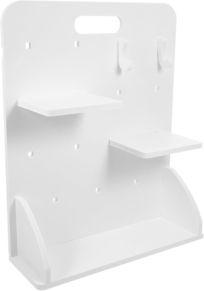 VILLCASE No-Drill Gaming Pegboard Desk Organizer with Shelves and Hooks for Desktop Workspace Organization, PVC-Wood Composite Material, Multifunctional Office Desk Decoration and Storage by VILLCASE