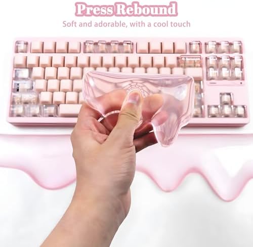 Acrylic Computer Keyboard Stand with Gel Mountain Wrist Rest Keyboard Riser with Comfortable Clear Silicone Mouse Wrist Pad Ergonomic Tilted Transparent Keyboard Holder for Desktop Office Hot Pink - Image 5