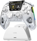 ManbaOne Interactive Screen Wireless Gaming Controller for PC/Switch/Switch 2/iOS/Android,Hall Effect Stick & Trigger,RGB Lighting,Remappable Buttons,1800mAh with Charging Dock (White) by MANBA