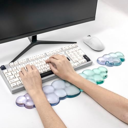 Gel Keyboard and Mouse Wrist Rest Set,Cloud Wrist Pad for Computer Keyboard | Wrist support for Keyboard 60%/68%/75%,Cloud Wrist Rest,Keyboard Cushion, Comfort & Support for Typing and Gaming - Image 4