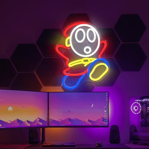 Shy Guy Neon Sign Dimmable Led Neon Sign for Wall Decor Gaming Neon Light Signs Light Up Signs for Bedroom Game Room Man Cave Birthday Christmas Gifts for Gamer - Image 5