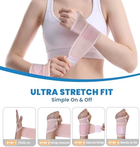 2-Pack Ultra-Thin Wrist Braces, Breathable Comfort Mesh Fabric Support for Pain Relief - Ideal for Carpal Tunnel, Tendonitis, Sports, Fitness and Daily Use - Adjustable Wrist Support (Pink) - Image 6