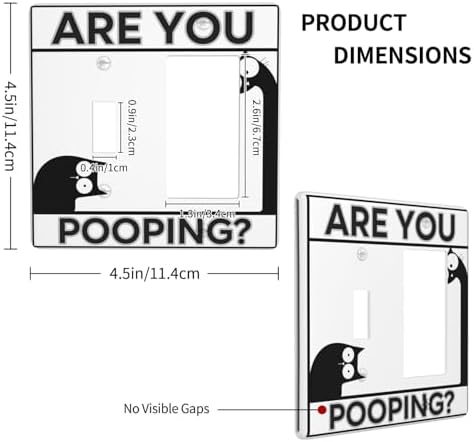 Decorative Outlet Covers Funny Bathroom Art with Are You Pooping Sign 2-Gang Combo Light Switch Cover Plate Single Toggle/Rocker Wall Plate Plug Switch Plate Covers for Country Decor - Image 4