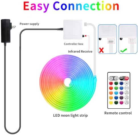 segrass 16.4FT DC24V RGB LED Neon Rope Lights with Remote/APP Control, Waterproof, Flexible, Multicolor, Modern Style for Bedroom, Room, Outdoors, Christmas Decor - Image 7