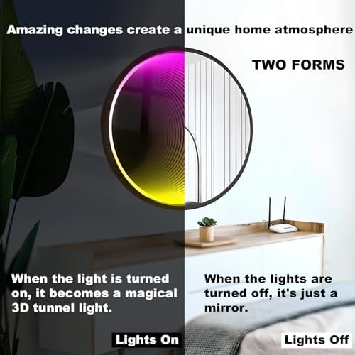 3D Infinity Mirror Light, 19.7in/50cm Circle RGB Tunnel Light, 358 LEDs - Image 2