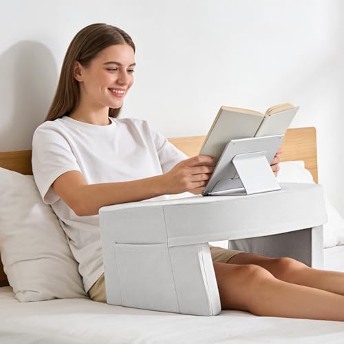 Sweetcrispy Ergonomic Lap Desk Reading Pillow with Storage Pockets, Grey by Sweetcrispy