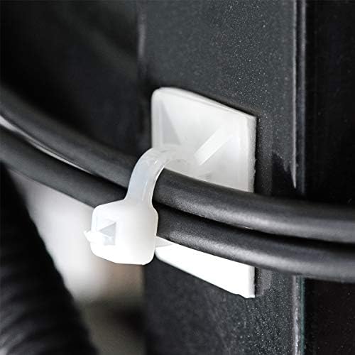 3/4" Strong Back-Glue Self Adhesive White Cable Zip Tie Mounts 100pcs with 8" Ties, Screws, Outdoor Sticky Wire Fasteners Cable Clips Management Anchors Organizer Holders Squares - Image 3