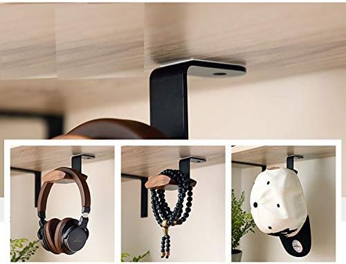 YANGMEI Under-Desk Mount Headphone Hanger Holder Headset Stand Walnut Wood Headphone Rack Hook Desk Tabletop Tape Under-Desk Mount Headphone Hanger Holder for Audio,Studio & Gaming Headphones - Image 5