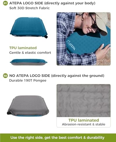 ATEPA Inflatable Seat Cushion | 2" & 2.5" Foam Core Seat Pad, Compact, Stadium, Airplane, Travel, Camping, Hiking, Sports Events, Self Inflating - Image 6