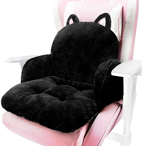 Cute Chair Cushion, Chair Pillow for Gaming, Black Cat, 17x16.5 in | Computer Chair Cushion, 2 Ties Prevent Slipping, for Office Desks, Floor Seating, Bedrooms, Playrooms, Dining and Living Room by QYA