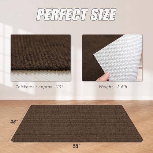 Sycoodeal Office Chair Mat for Hardwood Floor,Office Computer Gaming Chair Mat for Tile Floor,Large Floor Protector Rug,Anti-Slip,Easy to Clean,Coffee(48"x55") - Image 3
