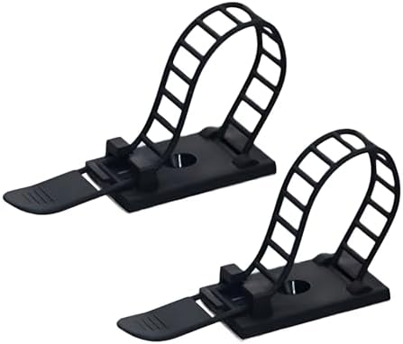 50PCS Adjustable Cable Tie Mounts – Adhesive Cord Clips with Screw Hole, Reusable Cable Organizer for Desk TV PC Gaming Wire Management, Black – Cable Tie Up - Image 3