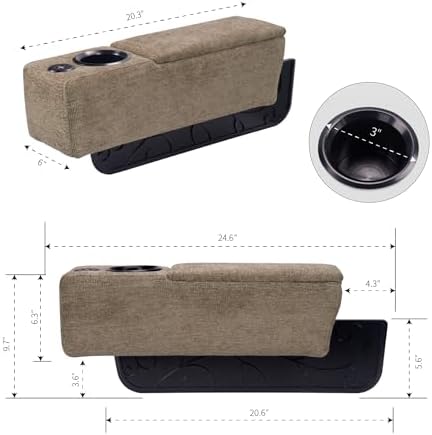 Multifunctional Sofa Armrest, Couch Armrest with Cup Holder, Removable Sofa Caddy with Storage,Equipped with LED Reading Light&Wireless Charge Stand, Brown - Image 6