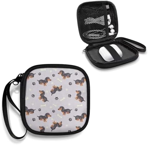 Dachshund Print Earbuds Case Portable Earbuds Carrying Case, Portable Earphone Bag Phone Accessories Organizer with Handle for Earphone, in-Ear Headphones - Image 2