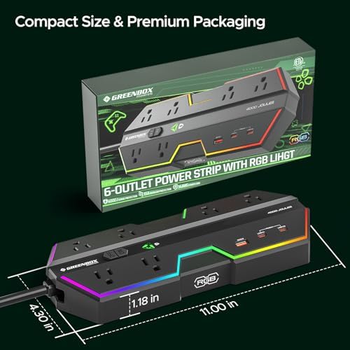 4000J Gaming Surge Protector Power Strip with USB Ports - Image 6