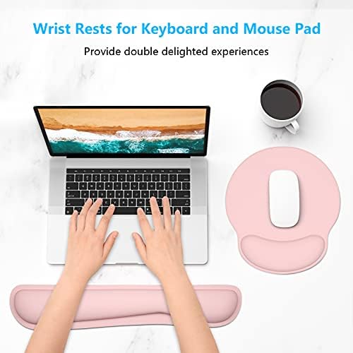 Dapesuom Keyboard Wrist Rest and Mouse Pad with Wrist Support, Cute Memory Foam Cushion for Keyboard and Mouse Set, Ergonomic Desktop Pad Rests with Non Slip Base for Easy Typing & Pain Relief, Pink - Image 2