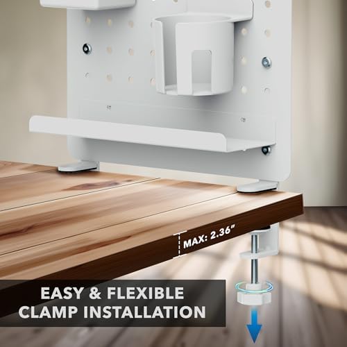 Mount-It! Clamp-On Desk Pegboard Organizer, White - Image 6