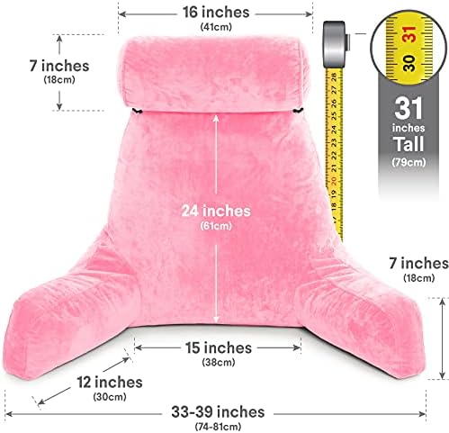 Husband Pillow XXL The Original for Adults - 30" Tall Backrest for Sitting Up in Bed - Firm Support Reading & Bed Rest Pillows for Adults, Neck Roll, Removable Cover - TV - Pink - Image 4