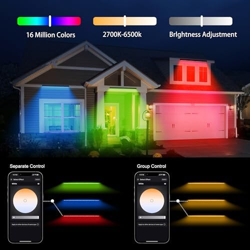 Linkable RGBCW LED Wall Washer Light, IP65 Waterproof Color Changing Light Bar for Outdoor Wall Wash, 180W Dimmable Uplight with APP & RF Remote Control, Music Sync, Timer - Image 3