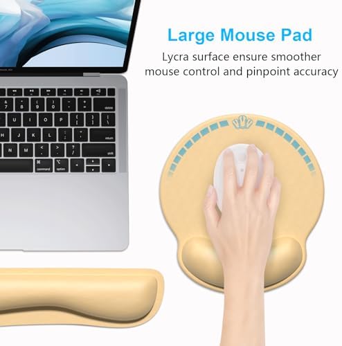 Dapesuom Keyboard Wrist Rest and Mouse Pad with Wrist Support, Cute Memory Foam Cushion for Keyboard and Mouse Set, Ergonomic Pad Rests with Non Slip Base for Easy Typing & Pain Relief, Navajo White - Image 4