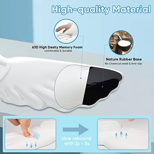 Sushret Angel Wing Cloud Keyboard Wrist Rest, Soft Leather Memory Foam Keyboard Wrist Support for Pain Relief, Ergonomic Anti-Slip Cute Computer Palm Rest for PC Gaming/Laptop/Hand Pad (1-Wing White) - Image 4