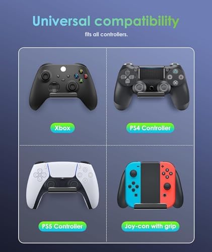 4 Pack Foldable Controller Wall Mount Holder, Xbox Controller Stand , Compatible with Xbox Switch, Adhesive/Screw,Remote Accessories, Keyboard Holder,Wall Mount Storage, Headphone & Headset Hanger - Image 3