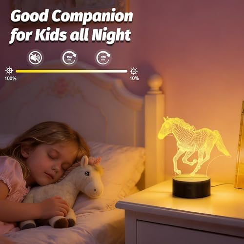 Attivolife Horse Night Light for Kids, 3D Illusion Optical LED Lamp with Remote Control +16 Color Changing, Animal Room Decor Bedside Lamp, Unique Birthday Gifts for Horse Lovers Girls Women - Image 2