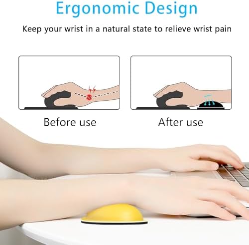 Dapesuom Mouse Wrist Rest, Ergonomic Memory Foam Mouse Wrist for Computer Desk Mats Support, PU Leather Hand Rest Pad Cushion for Gaming, Laptop, Men, Women, Pain Relief & Easy Typing, Apricot Yellow - Image 2