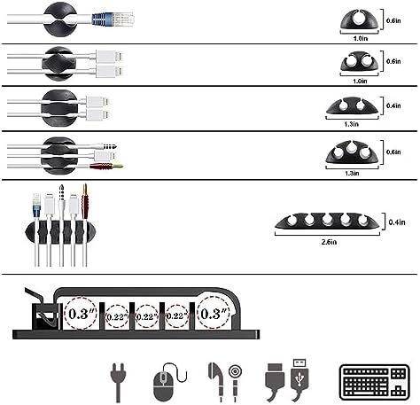 ELII 300PCS Cable Management Kit,4 Cable Sleeve 35 Cable Clips - Image 5