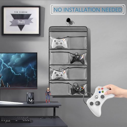 Hanging Controller Holder Classroom Headset Headphone Storage Bag Switch Game Organizer for Gaming Accessories Electronic Supplies X-box PS5 PS4 (8 Pockets) - Image 2