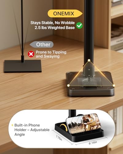 ONEMIX LED Desk Lamp with Base, 42-Inch 4-Panel Light for Dual Monitors - Image 4