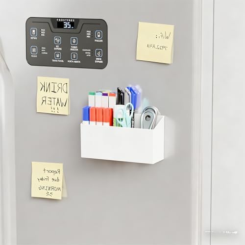 Yieach Magnetic Dry Erase Marker Holder for Whiteboard,Expo,Refrigerator,Fridge,Non Slip Magnet Pencil Holder,Wall Mounted Acrlic Pen Holder with Adhesive,Classroom and Locker Magnetic Organizer,White - Image 4