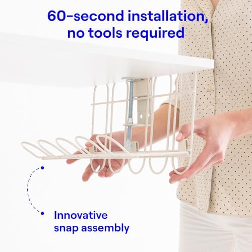 CarryUp Under Desk Cable Tray for Dorm Room - Cream - Image 3