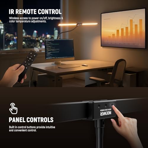 NEEWER Entry Level Version 32" LED Light with Clamp for Desk Home Office Dorm Designer Drafting, 20W Dual Computer Monitor Architect Lamp Bar, Flexible Overhead 2200lux/Remote/5 Modes CRI80+, N21 - Image 5
