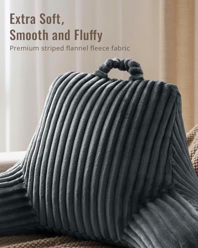 Blissful Diary Reading Pillow for Sitting in Bed, Flannel Back Pillow Bed Sitting Up for Adult & Children, Backrest Cushion for Sit Up in Couch or Floor, Dorm Essentials, Dark Gray - Image 2