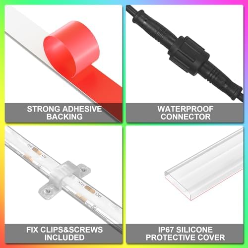 80ft COB RGB+IC LED Strip Lights, Bright Dream Color COB LED Light Strip - Image 6
