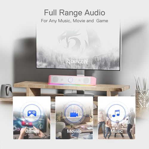 Redragon GS560 RGB Desktop Soundbar, Dynamic Lighting Bar with Audio Sync - Image 5