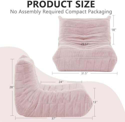 Bean Bag Chair for Adults, Giant Bean Bag Sofa Oversized Beanbag Chairs, Fireside Bean Bag Couch with High Density Sponge Filled Large Bean Bags Chair for Apartment Living Room Bedroom, Dusty Pink - Image 2
