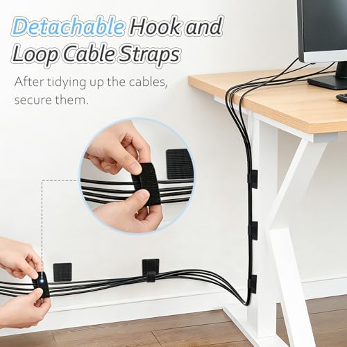 Cable Management Under Desk Detachable Cable Straps, Black, 20 Pack - Image 4