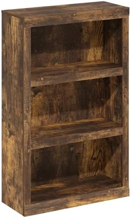 Furinno Rail Book Shelf, 3-Tier Classic Style Bookshelf, Bookcase with Open Shelf, 10.1 x 24.6 x 39, for Organization and Storage, for Living Room, Bedroom, Home Office, Amber Pine - Image 6