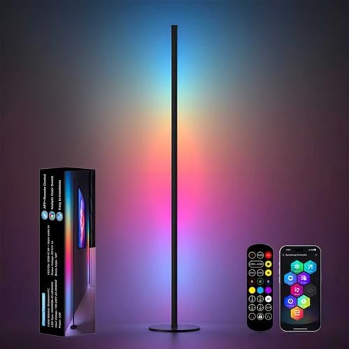 Corner Floor Lamp, RGB IC Corner Lamp with APP and Remote Control, LED Floor Light with 16 Million DIY Colors, Color Changing Ambient Light for Living Room, Bedroom, Gaming Room by Eastfine